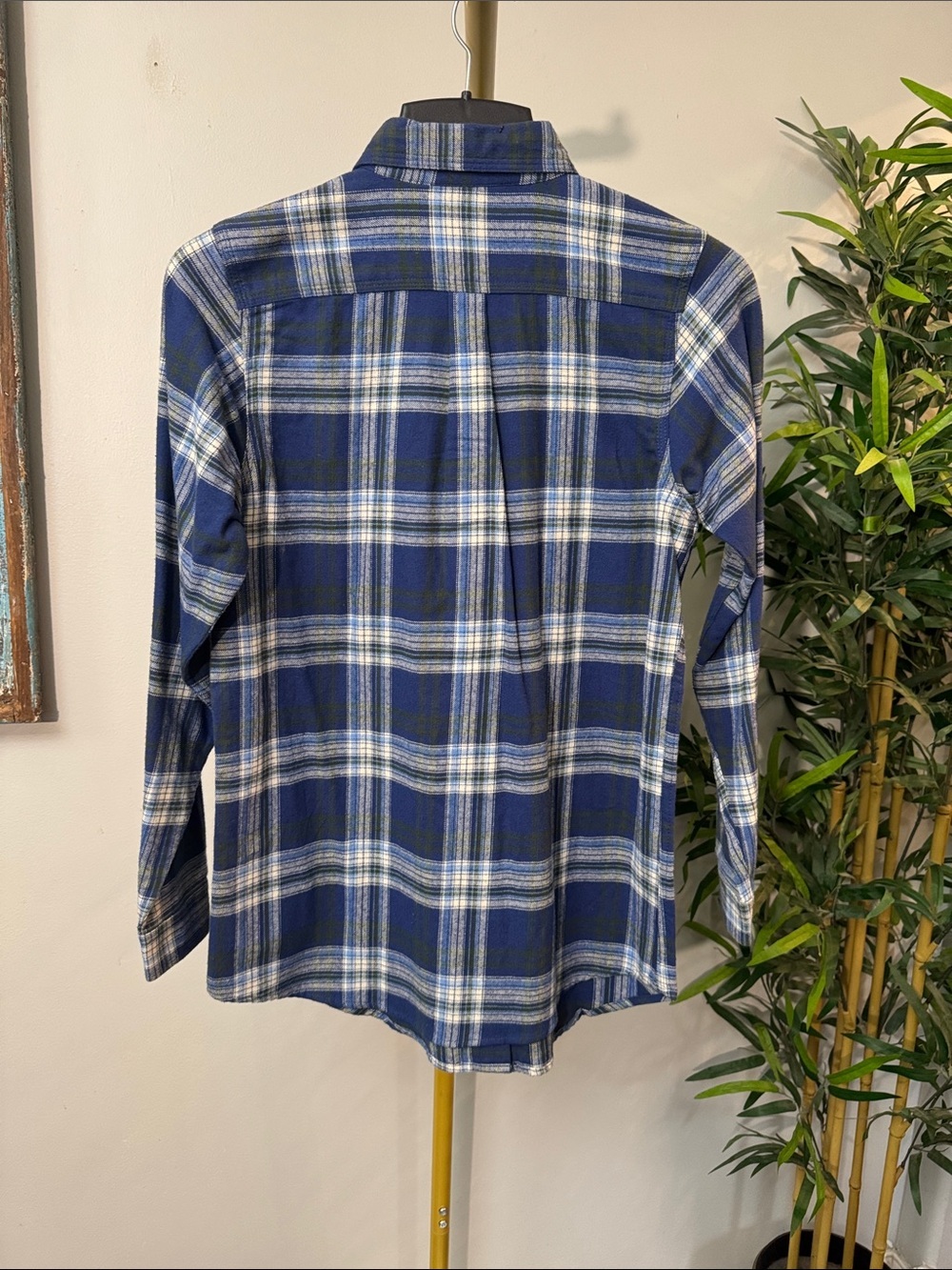 Backpacker flannel cotton Navy Plaid Button-Down Shirt work wear NWT S - Picture 5 of 10